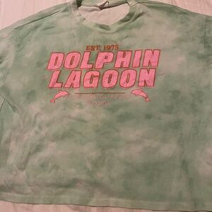 Zara girls 13 14 dolphin lagoon Clearwater Beach FL tie dye crop tshirt